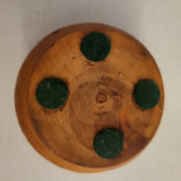 Vintage Hand Carved Wooden round Trinket Box w/Lid Floral Pattern Boho Design - Picture 4 of 6